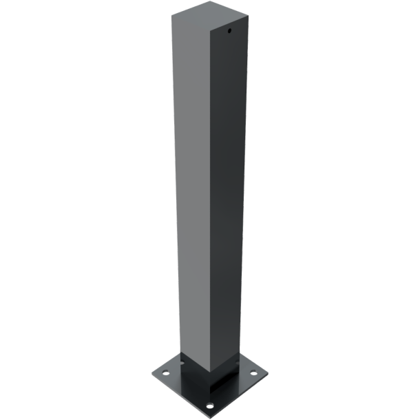 Ornamental bollard | steel tube 100 x 100 mm | series 4075B | stationary, to be fixed by plugswith base plate 200 x 200 mm